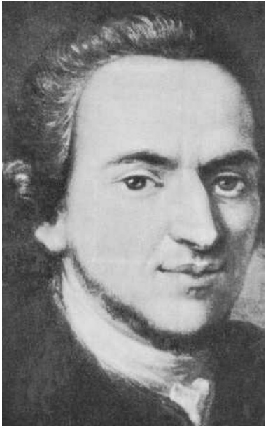 Portrait dessiné du philosophe Moses Mendelssohn en tenue d'époque classique.